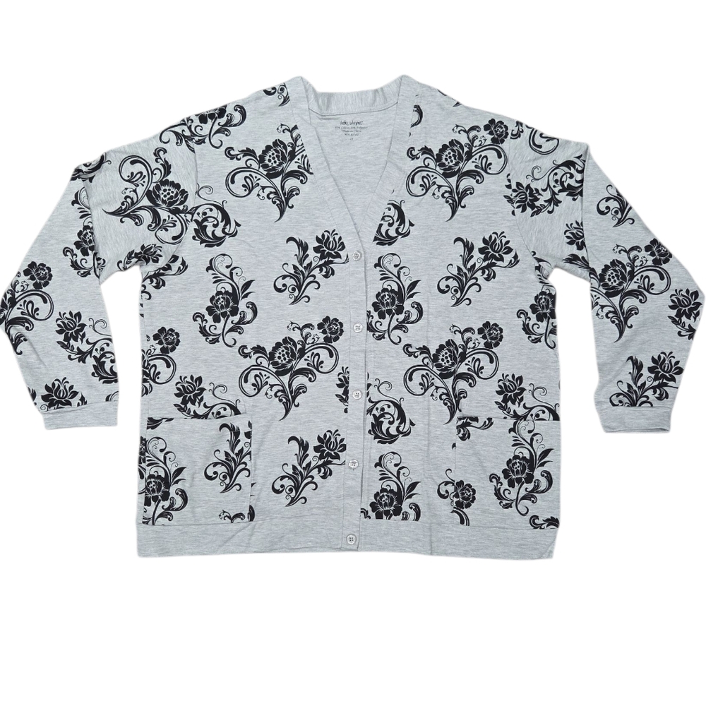New In Package! Vicki Wayne Gray Floral Cardigan Sweater Size 2X